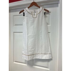 Janie & Jack White Gold Trimmed Sheath Dress sz 12 EUC